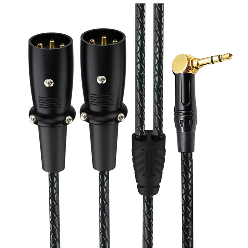 right angle 3.5mm TRS male to dual XLR male Y splitter cable