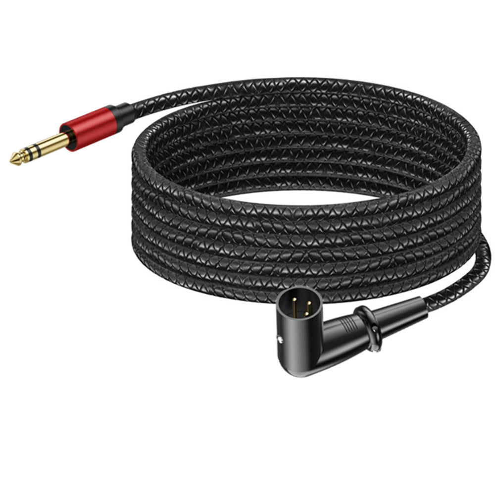 Braided right-angle XLR male to quarter-inch TRS professional audio cable