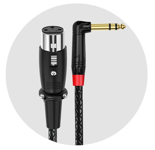 Gold-plated right-angle 6.35mm TRS plug for balanced mono audio