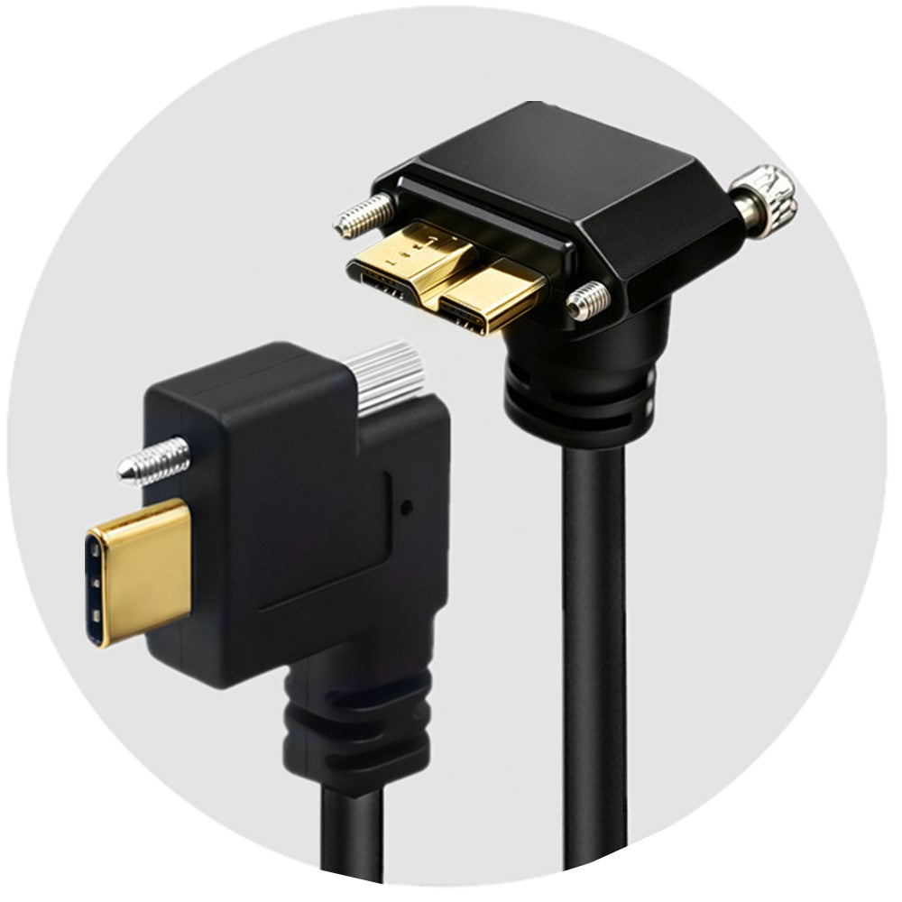 Right-angle Micro USB 3.0 Type-B dual screw data cable