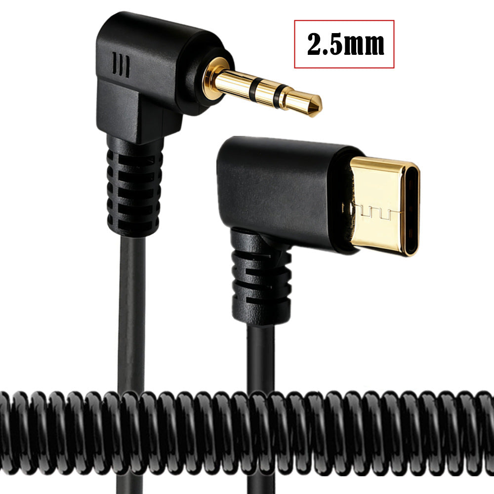 Right-angle USB-C to 2.5mm male audio cable