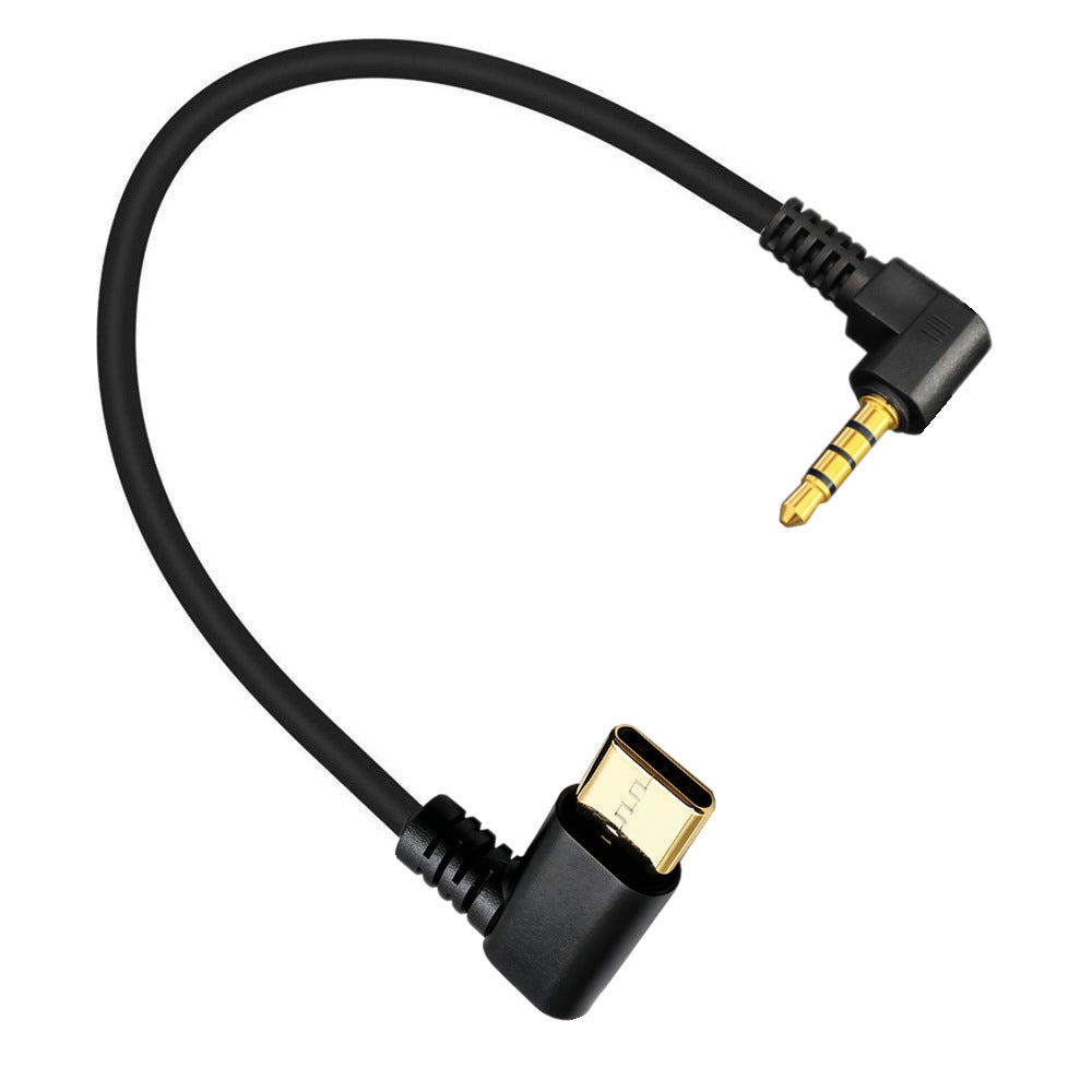 Right-angle USB-C male to 3.5mm male audio lead
