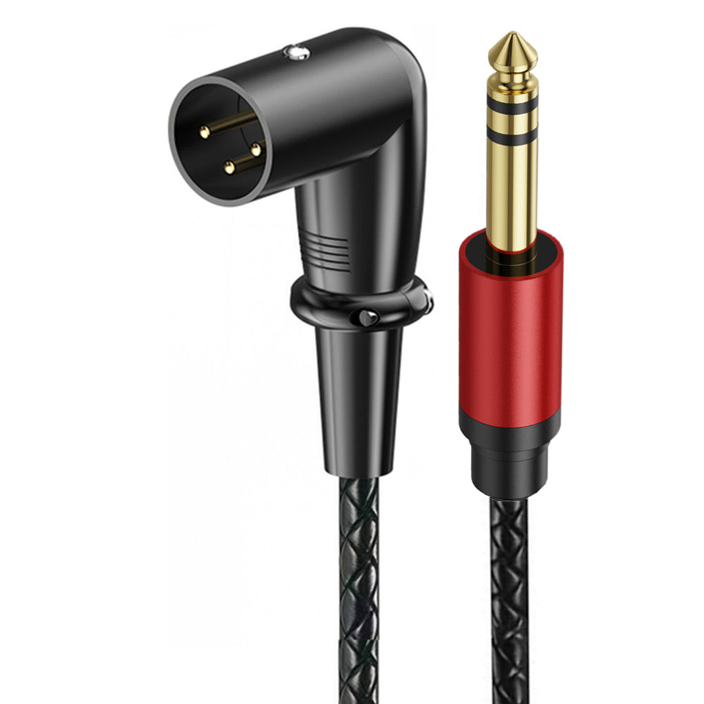 Right-angle XLR male to 6.35mm TRS male balanced audio cable