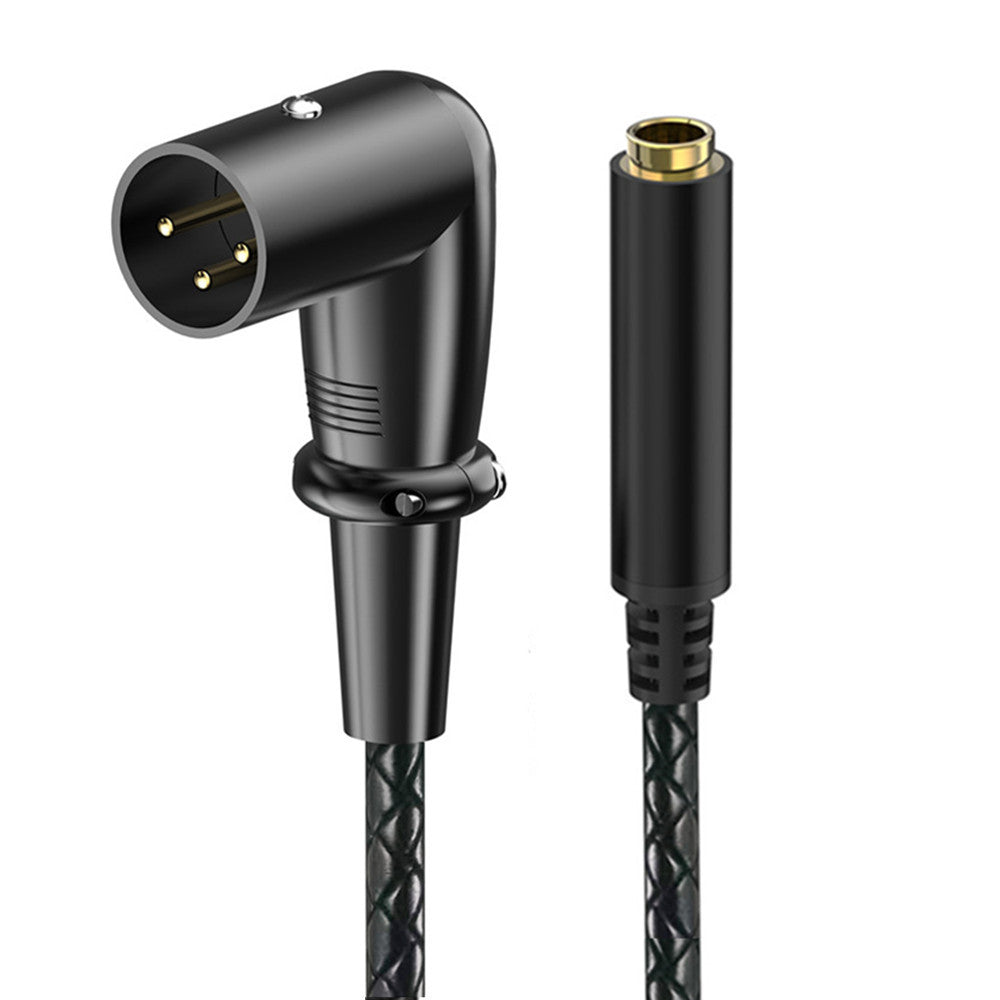 Right-angle 3Pin XLR male to 6.35mm TRS female audio adapter cable