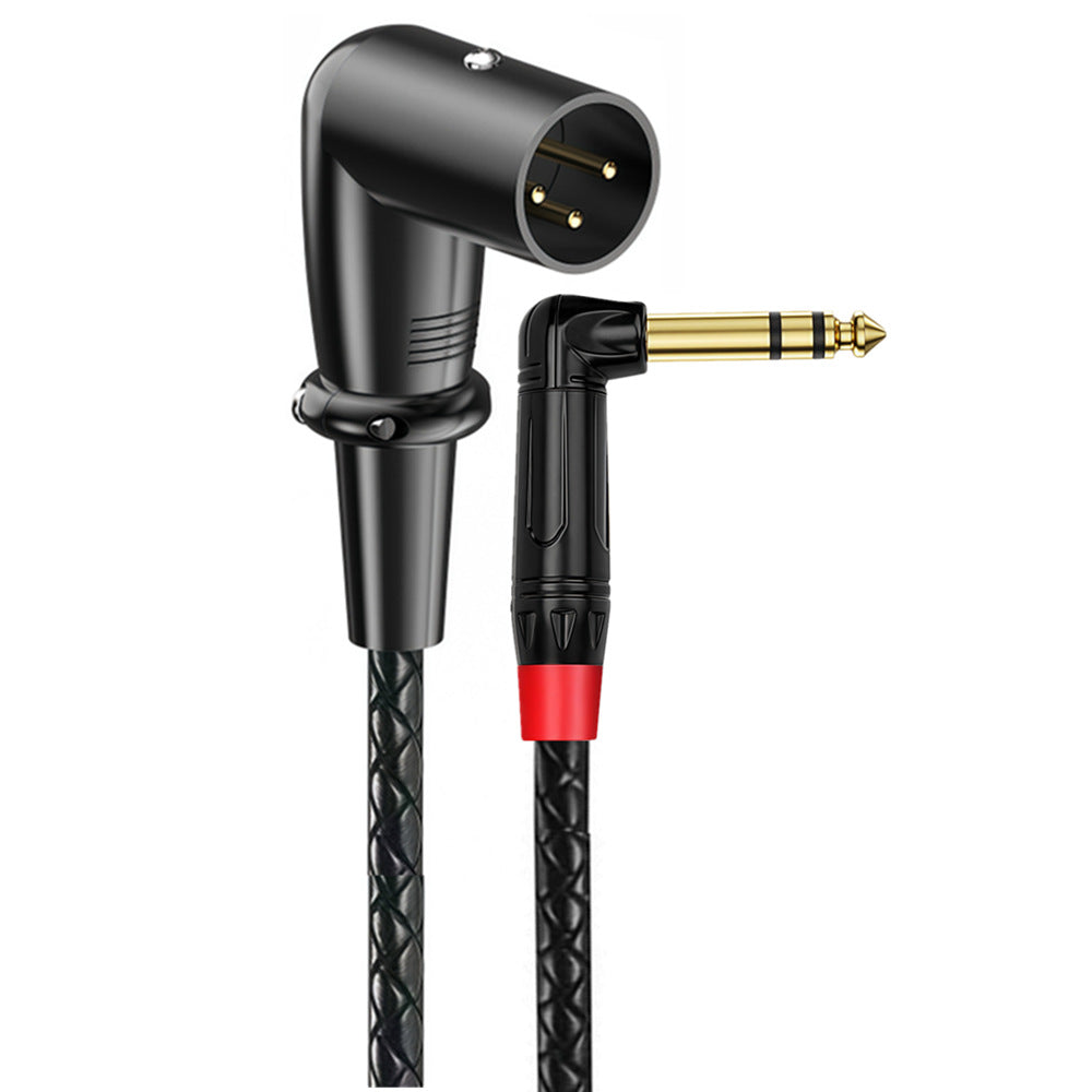 Right angle XLR male to 6.35mm TRS male balanced audio cable