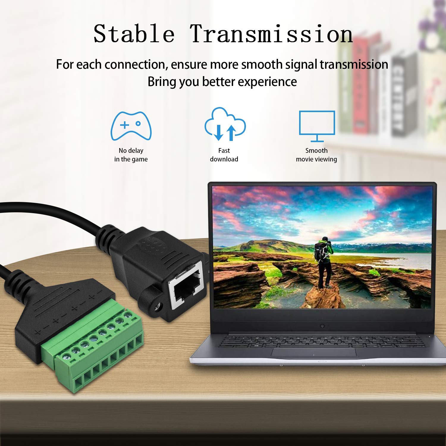 RJ45 to screw terminal wiring adapter cable