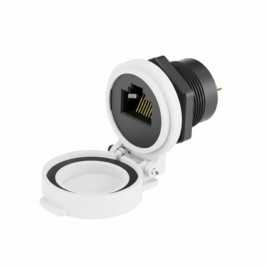 RJ45 solder type waterproof panel connector