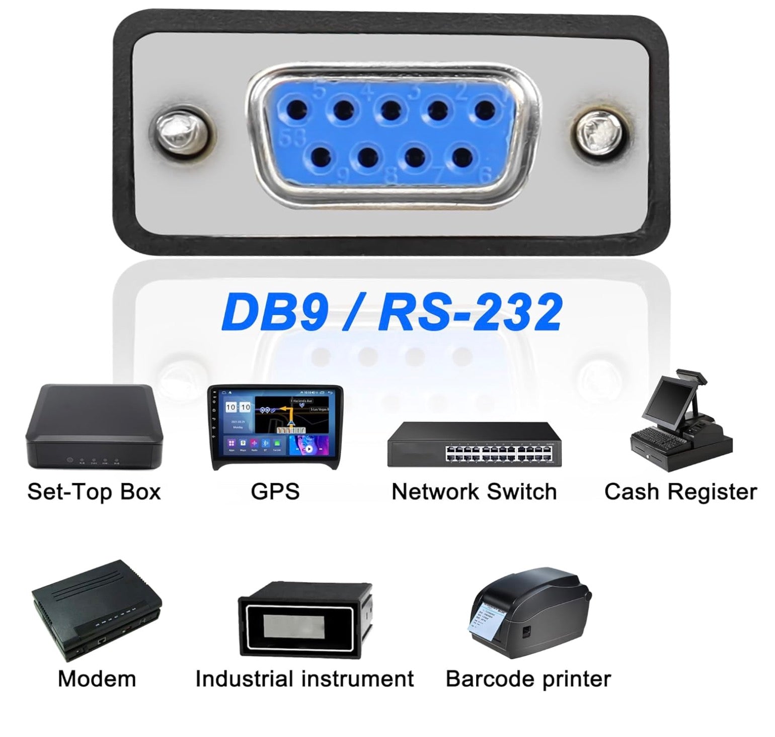 USB to RS232 DB9 female serial converter cable compatible with scanners routers modems printers and industrial devices