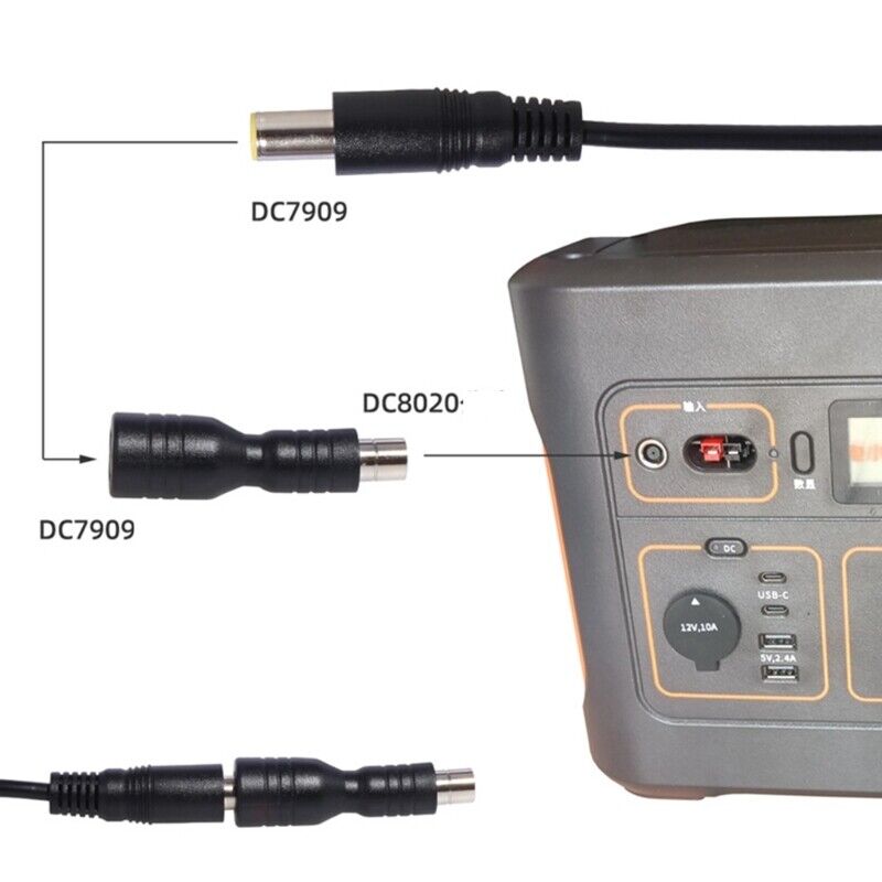 DC7909 Female to DC8020 Male Adapter for Charge Solar Panel Portable Power Station