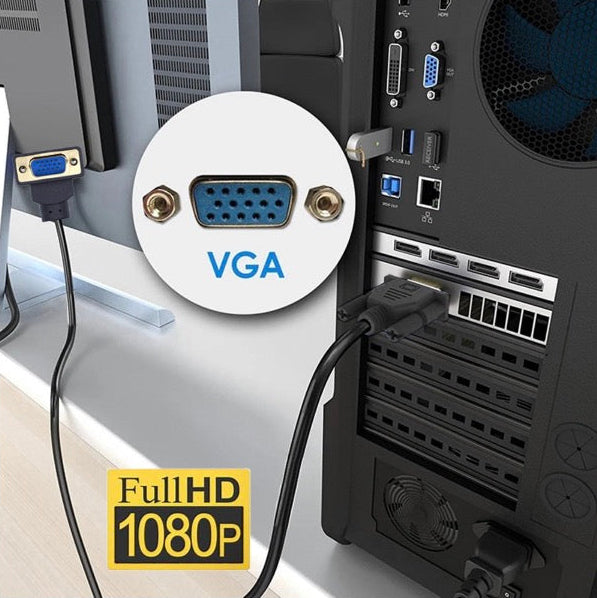 VGA extension cable with secure screw lock connector design