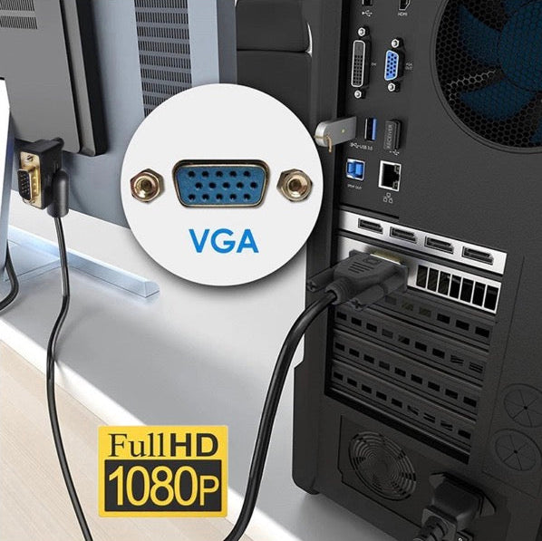 VGA extension cable with secure screw lock connector design