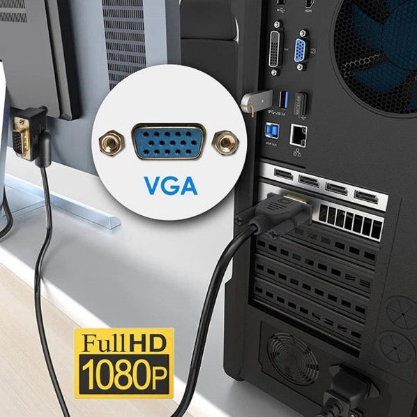 VGA extension cable with secure screw lock connector design