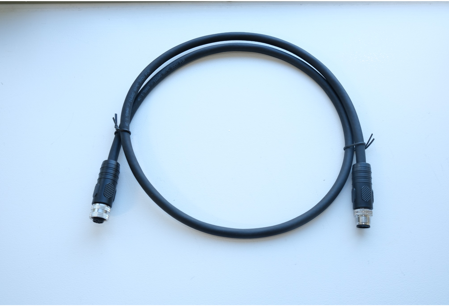 M12 S-Code 4-Pin Male to Female Power Cable 1m – PUR Drag Chain Industrial