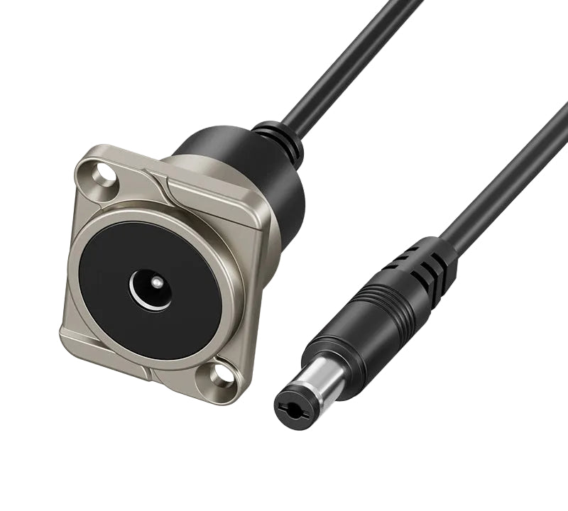 Silver DC 5.5x2.1mm waterproof panel mount power cable