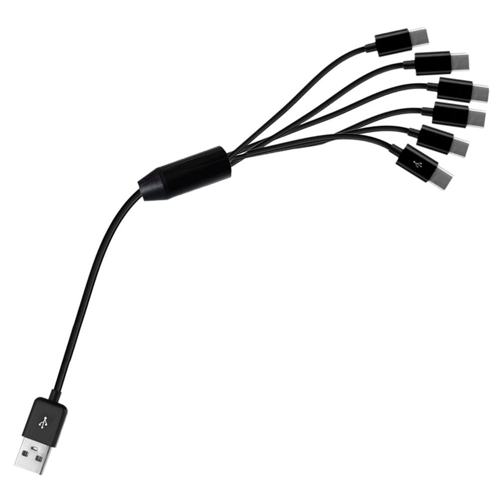 USB-A to six USB-C splitter cable for charging multiple devices