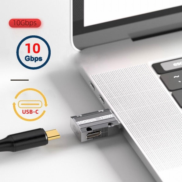 Slim zinc alloy USB C adapter with compact portable design