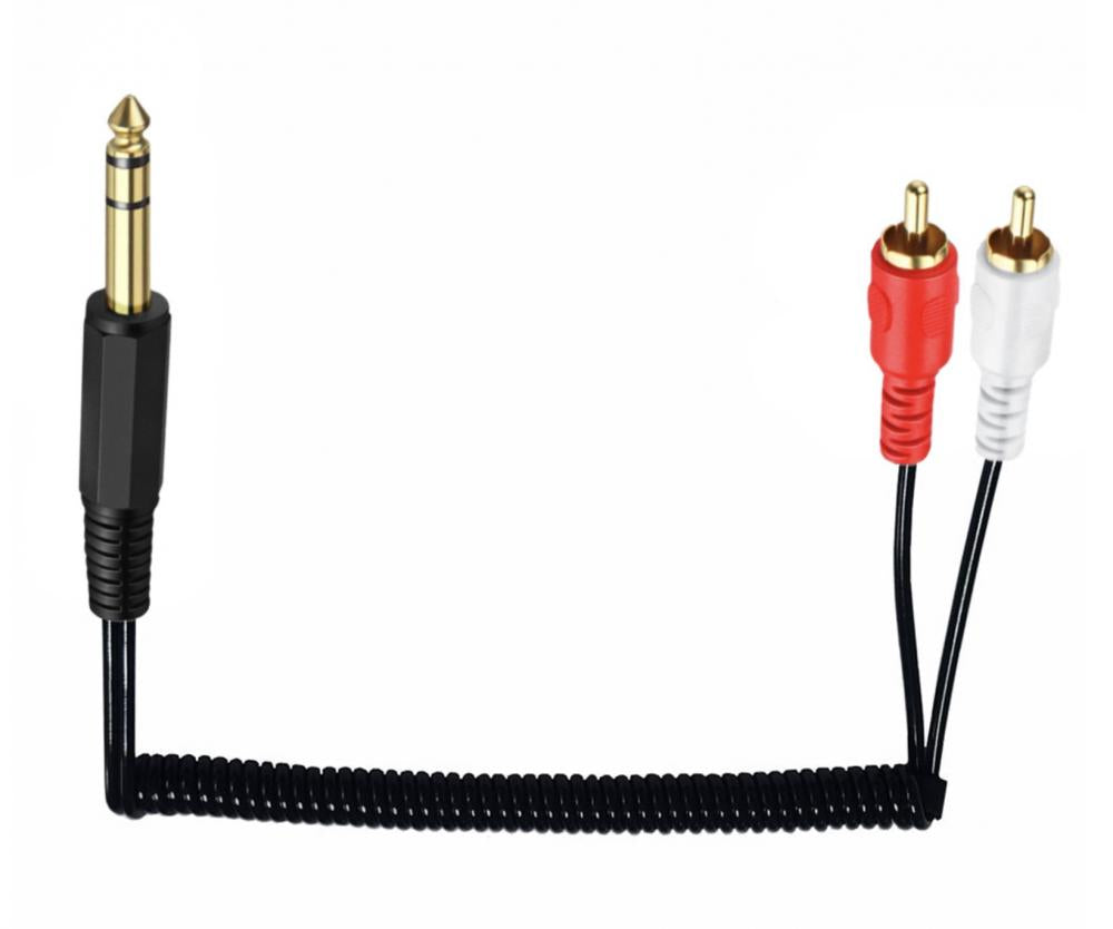 3.5mm to RCA cable connected to amplifier