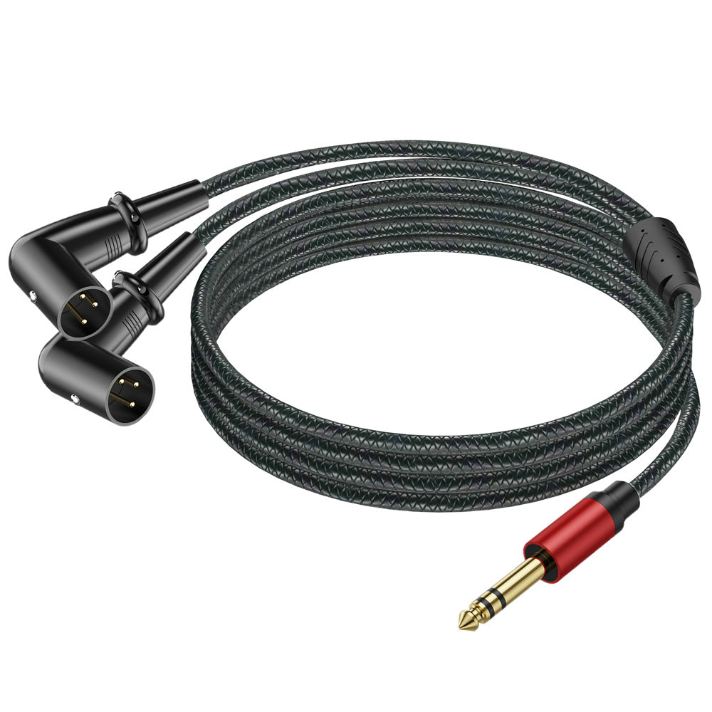 Stereo TRS to separate left and right right-angle XLR male breakout cable