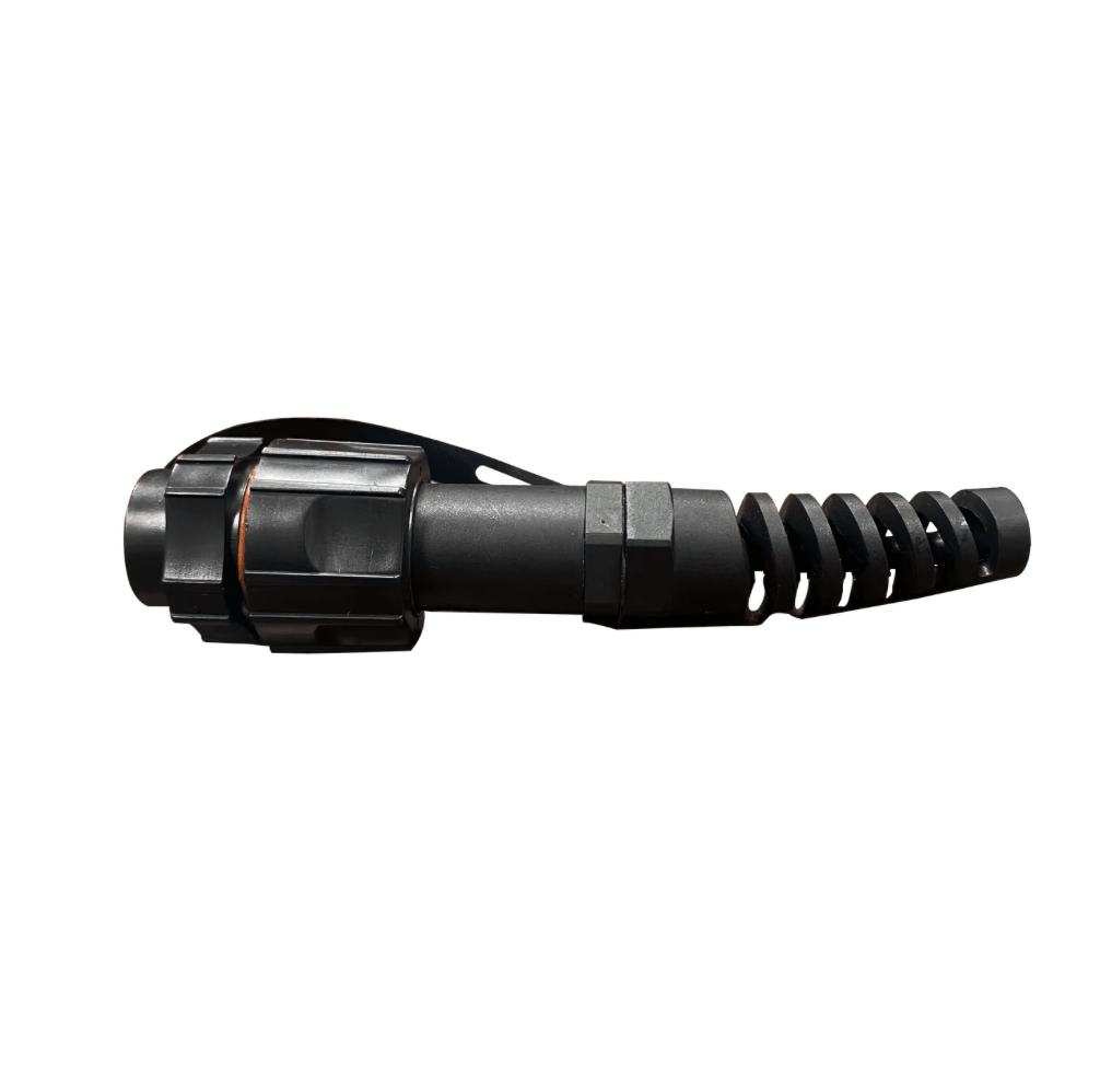 Black metal fitting on a white background