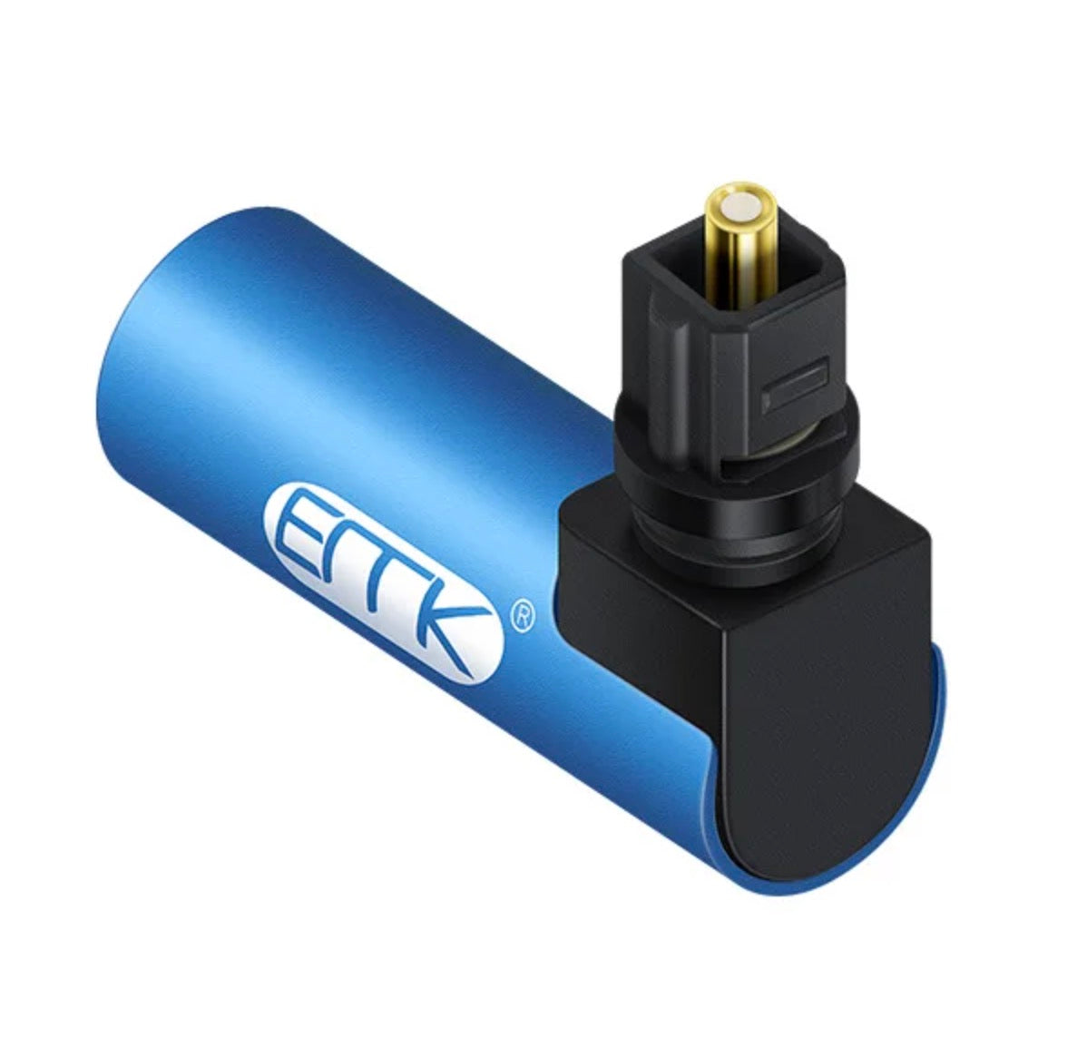 TOSLINK optical adapter with adjustable 360 degree rotating connector