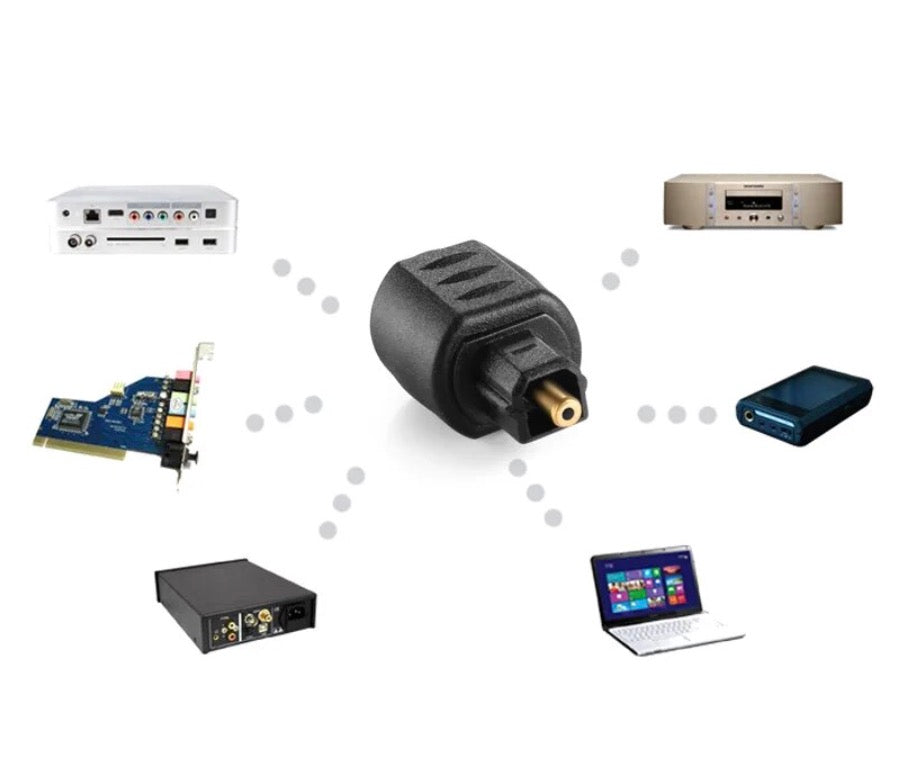 Compact TOSLINK male to 3.5mm Mini TOSLINK female adapter for digital audio conversion
