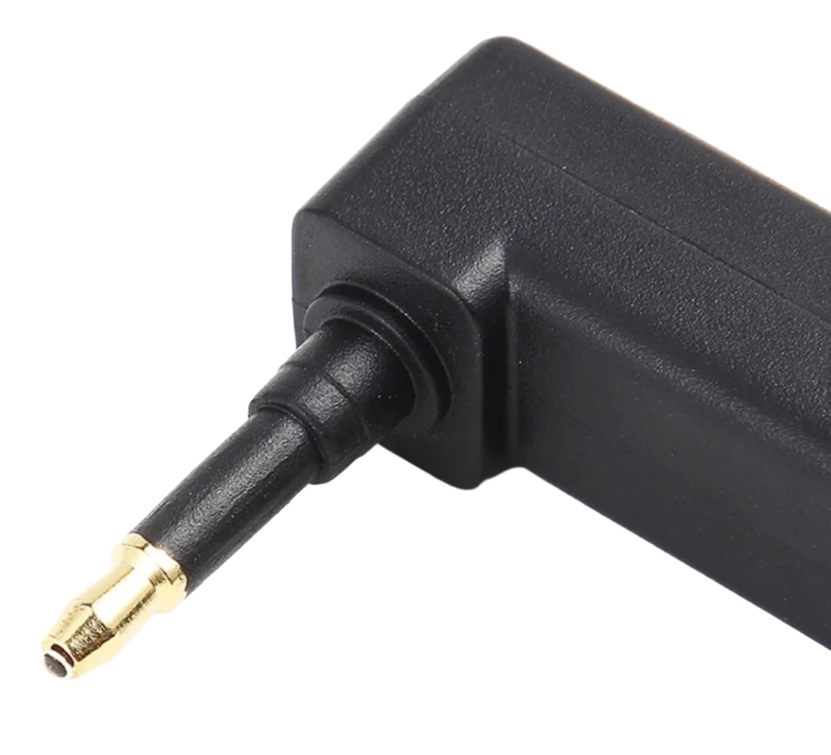 Side profile of right angle TOSLINK to Mini TOSLINK audio adapter