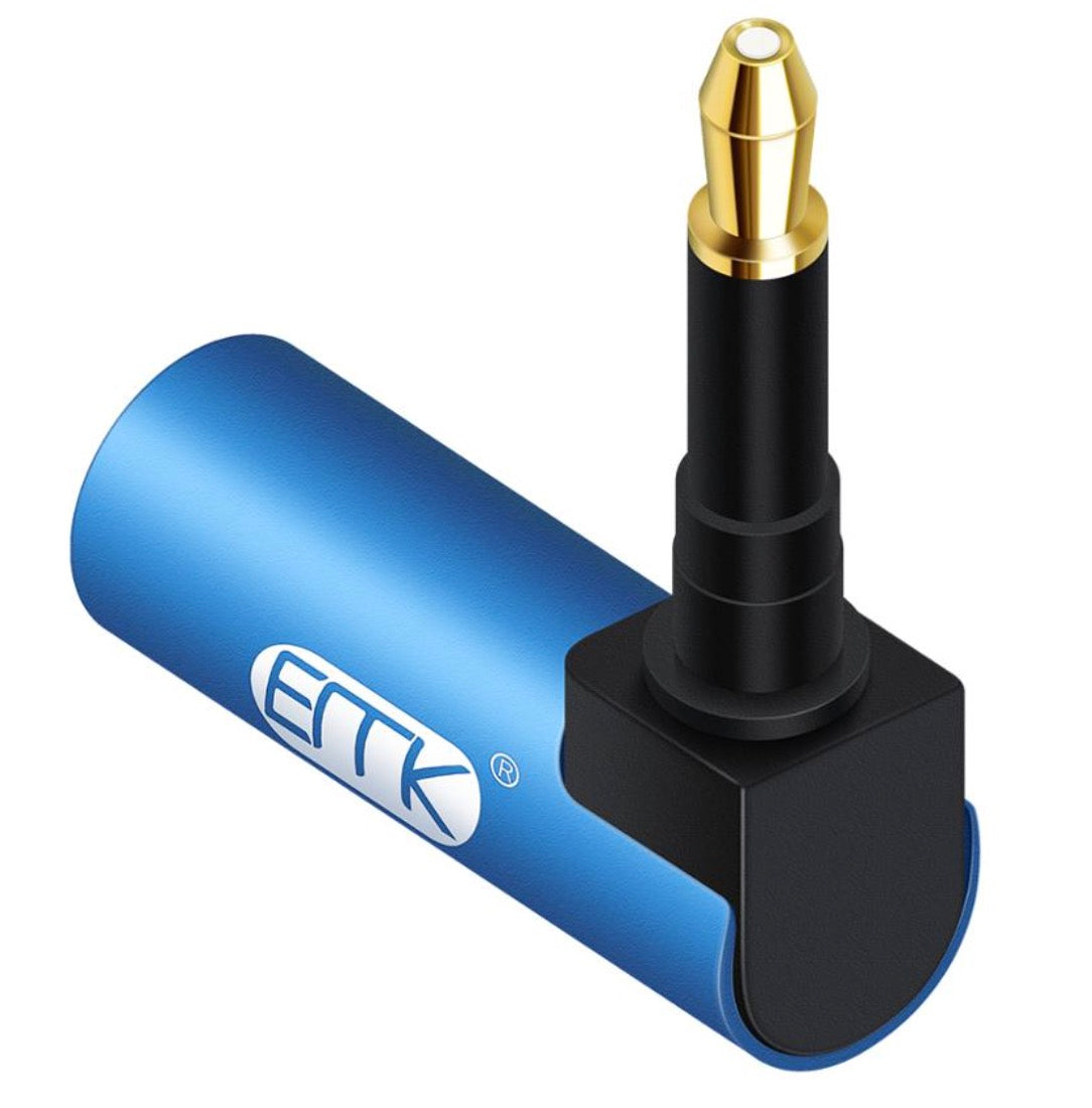 Optical audio adapter with protective dust cap and aluminium housing
