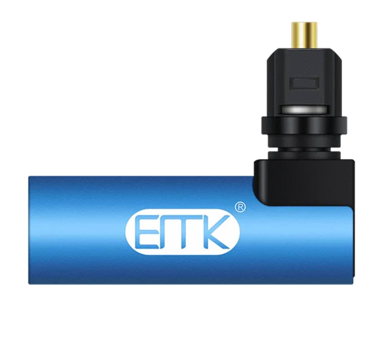 Gold plated TOSLINK optical connector on rotating audio adapter