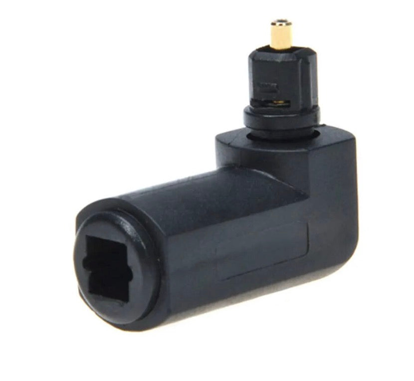 Gold plated TOSLINK optical connector on male to female audio adapter