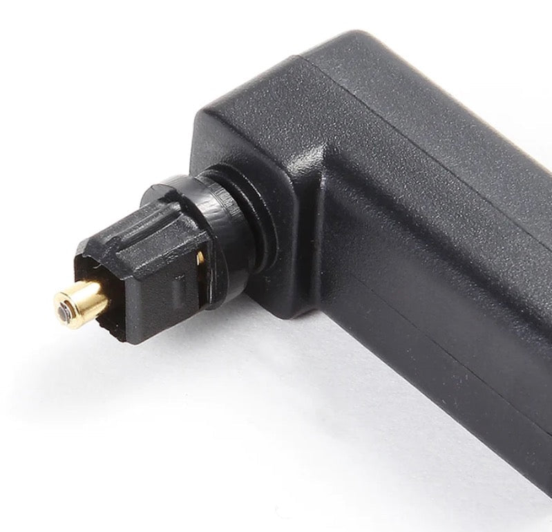 Side profile of right angle TOSLINK optical audio adapter