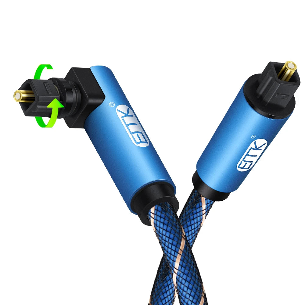 Adjustable right angle TOSLINK connector for wall mounted television installations