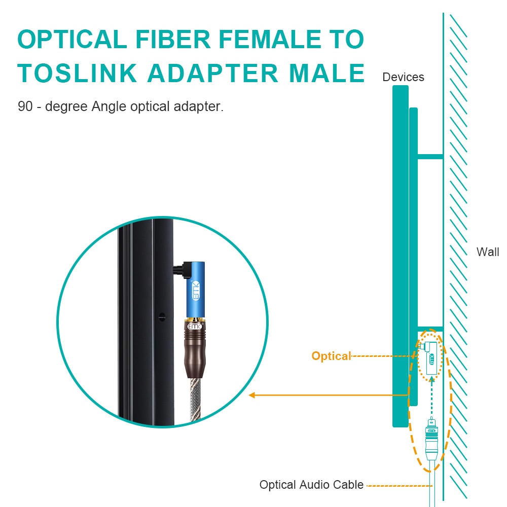 Premium aluminium TOSLINK to 3.5mm Mini TOSLINK optical audio adapter for high fidelity digital audio transmission