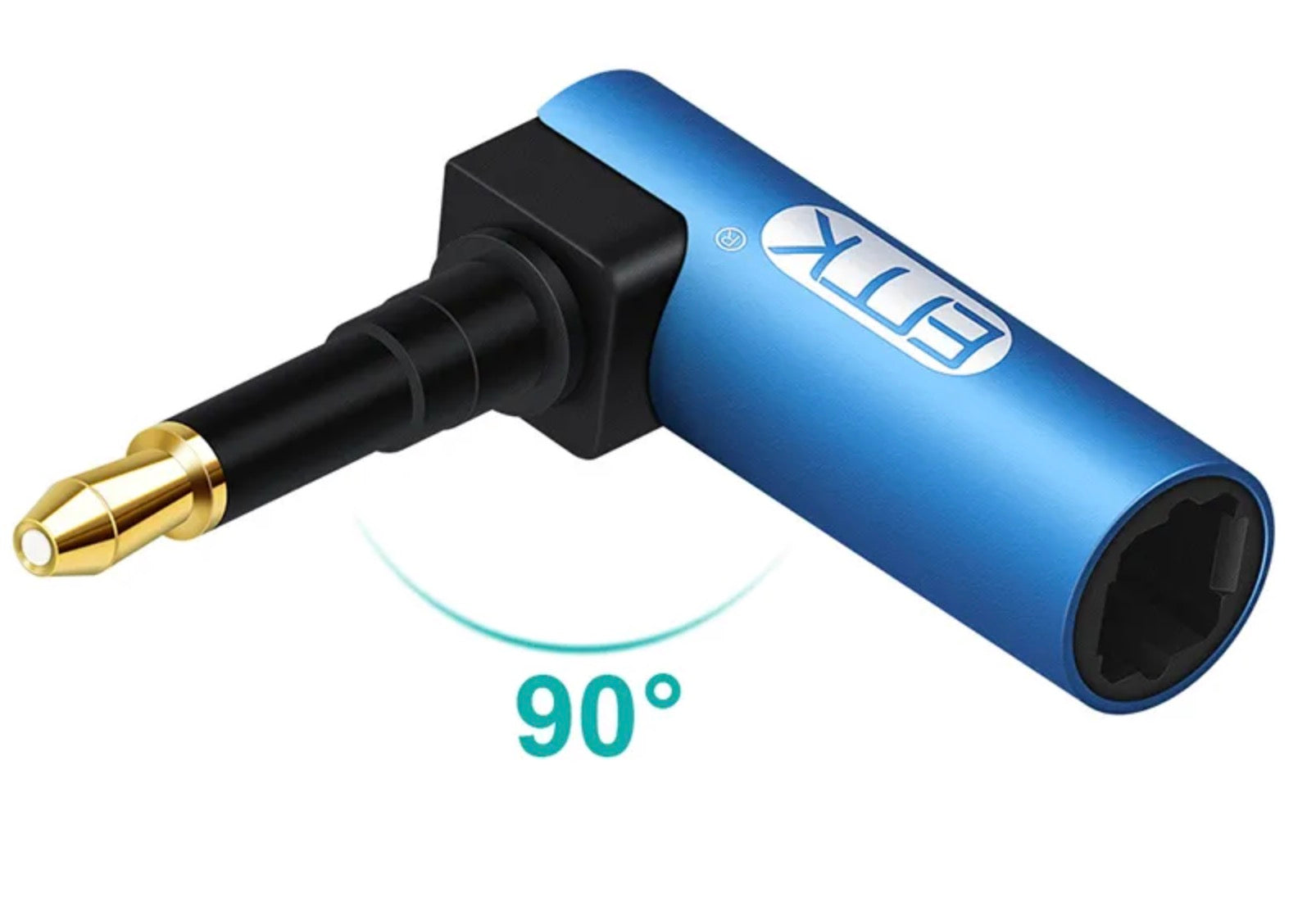 Right angle TOSLINK to Mini TOSLINK optical audio adapter