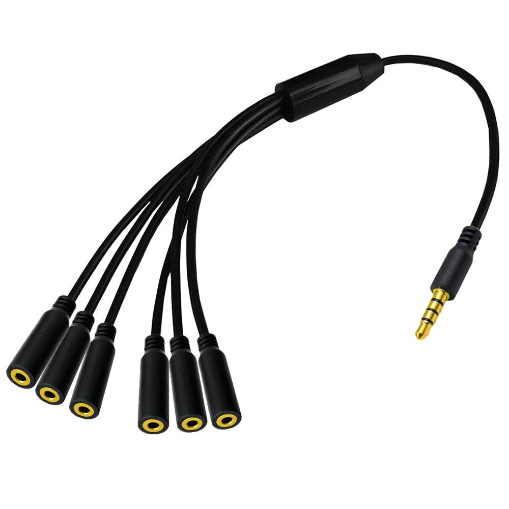 Overview of the six-way 3.5mm TRRS headset splitter cable