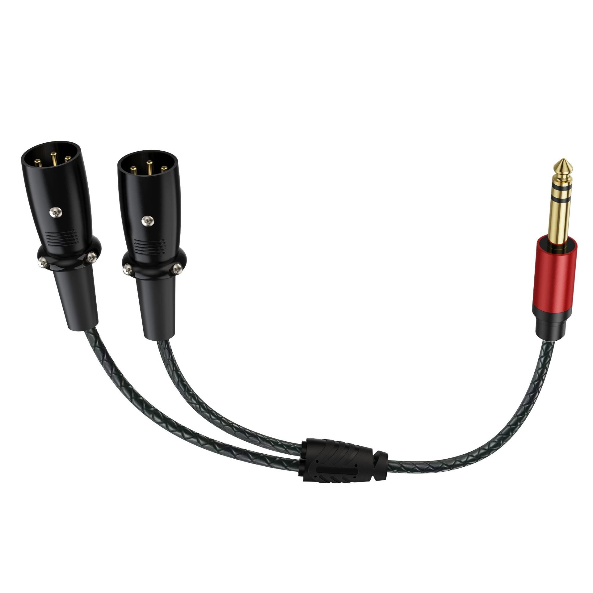 Braided 6.35mm TRS stereo to dual XLR male audio breakout cable