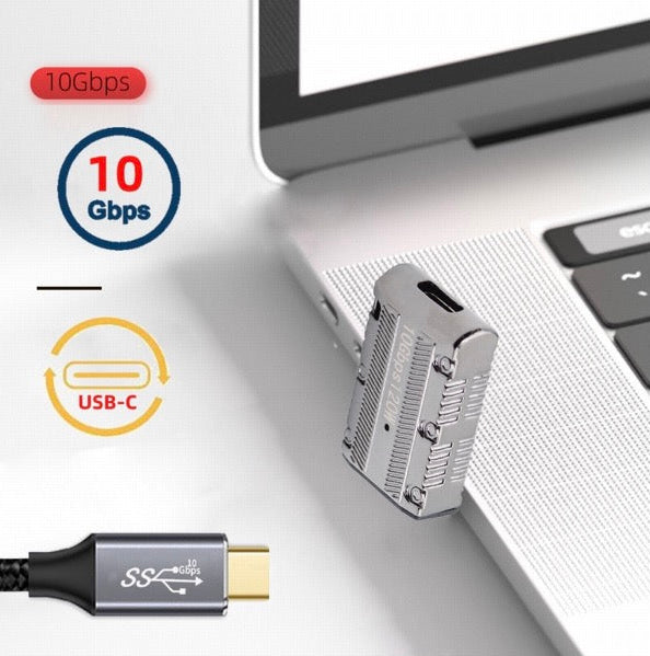 Upward angled USB A to USB C converter adapter with compact design
