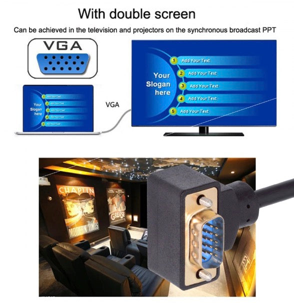 Up angle VGA connector designed to reduce cable strain in tight spaces