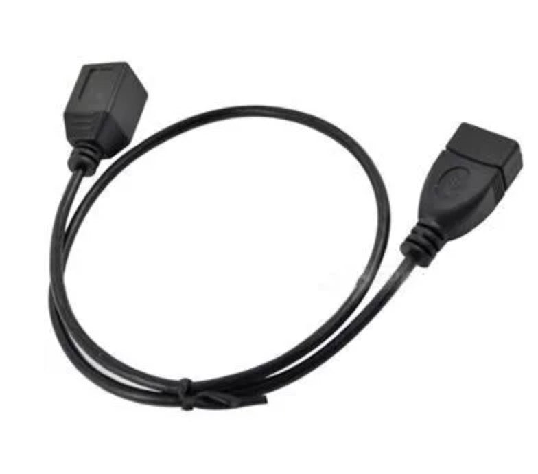 USB 2.0 panel mount extension cable with USB Type-B female and USB Type-A female connectors