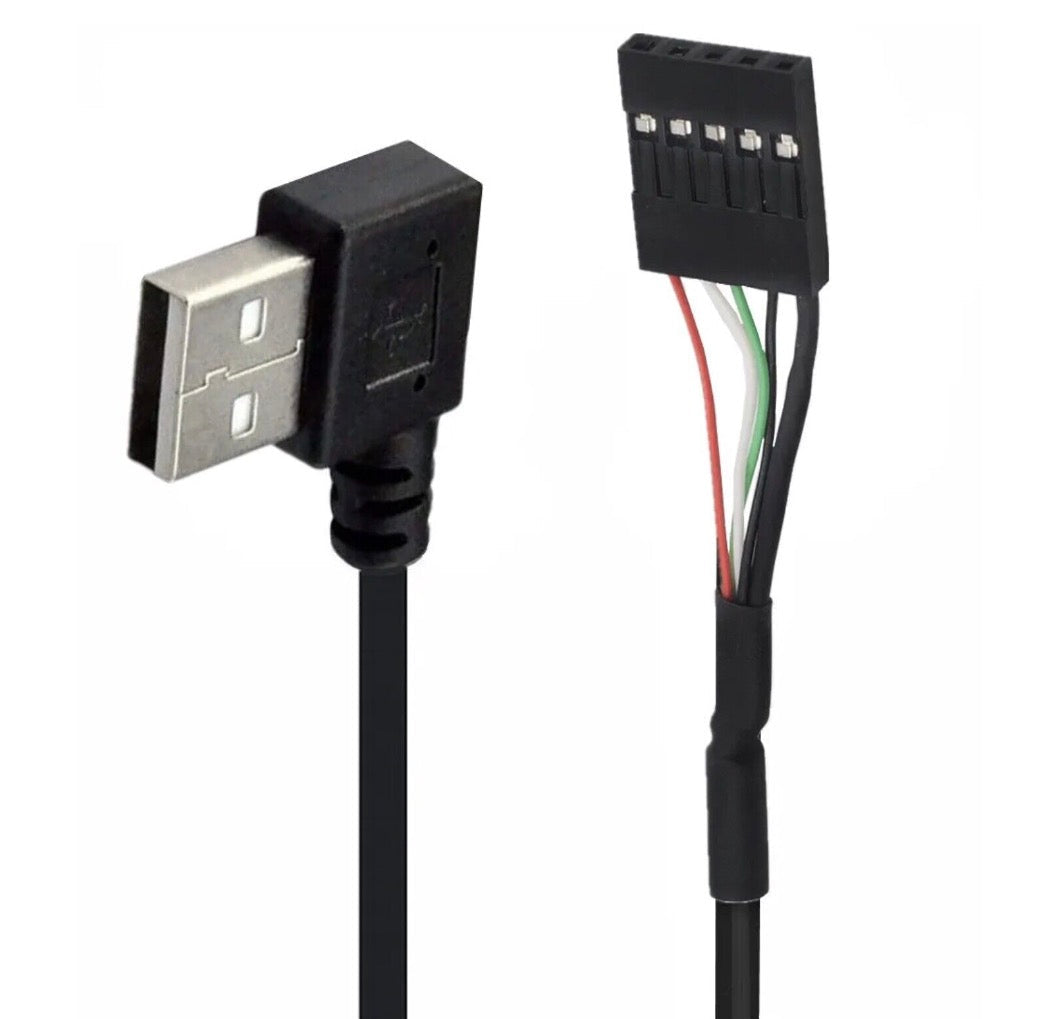 USB 2.0 Type-A right angle male to 5 pin female 2.54mm USB header PCB motherboard cable