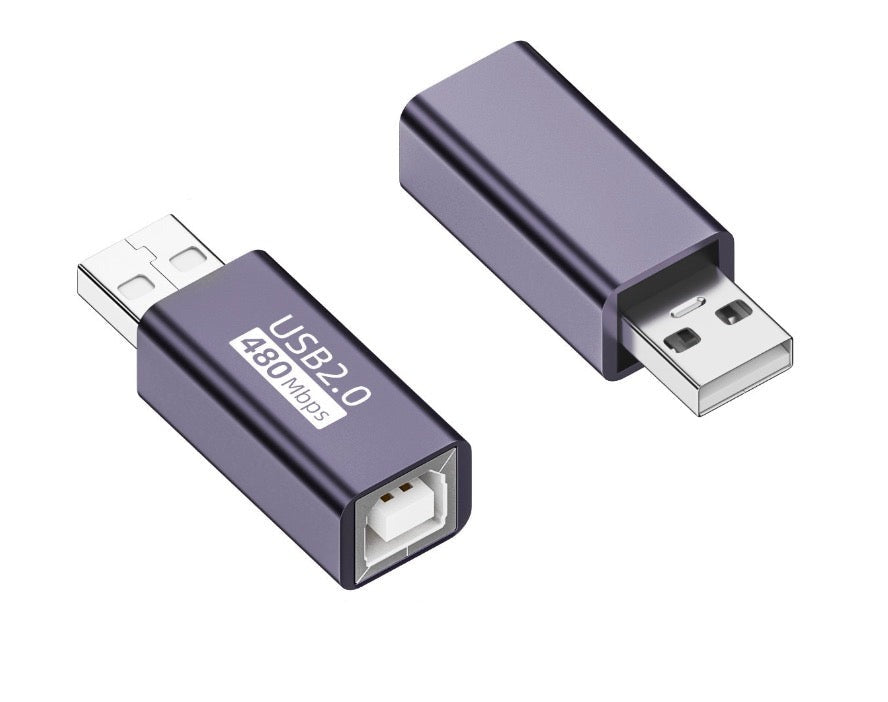 USB 2.0 Type A male to USB Type B female OTG adapter for MIDI keyboards and USB devices