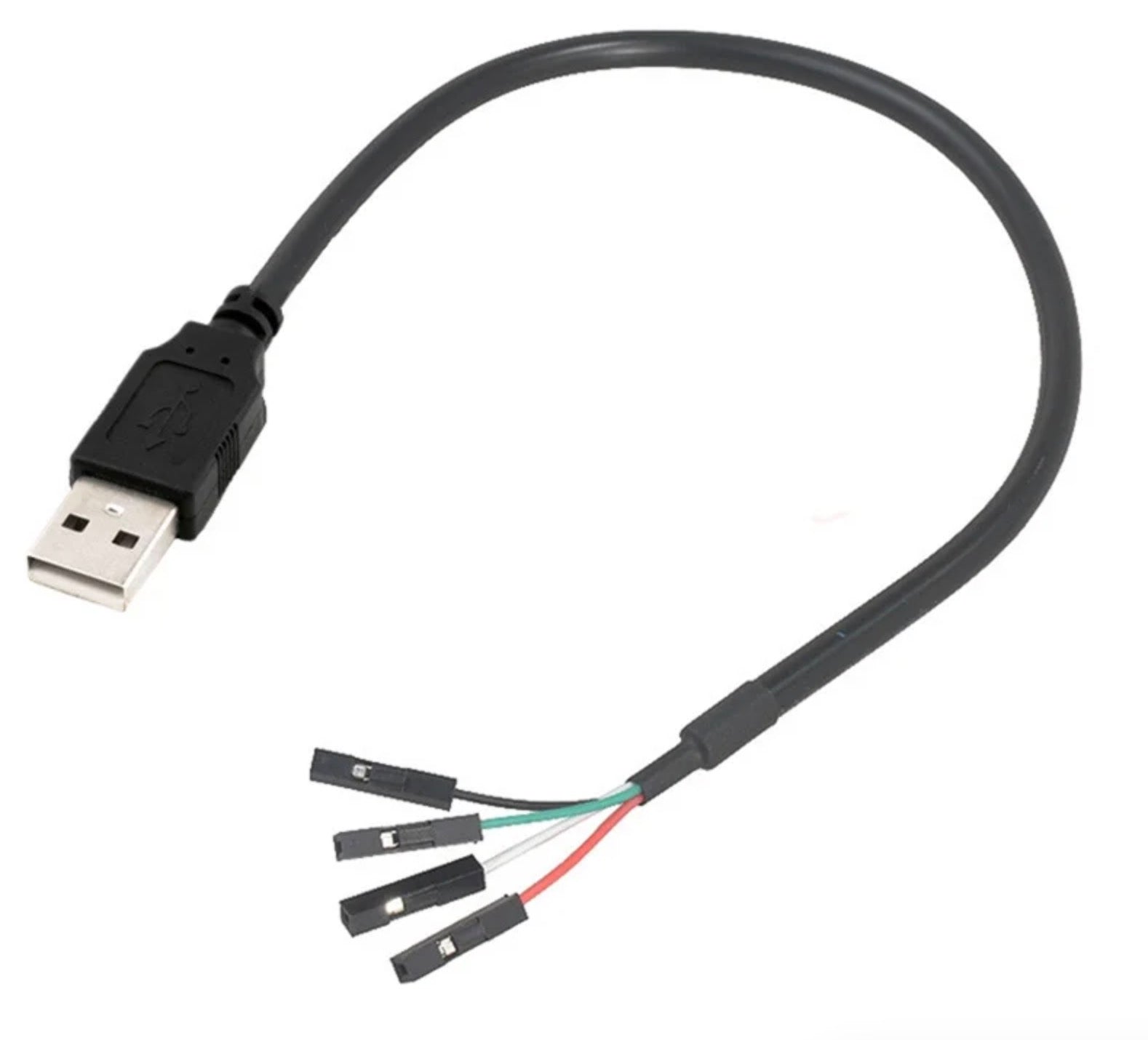 USB 2.0 Type-A male to 4 x 1 pin Dupont female motherboard header extension cable with individual connector leads