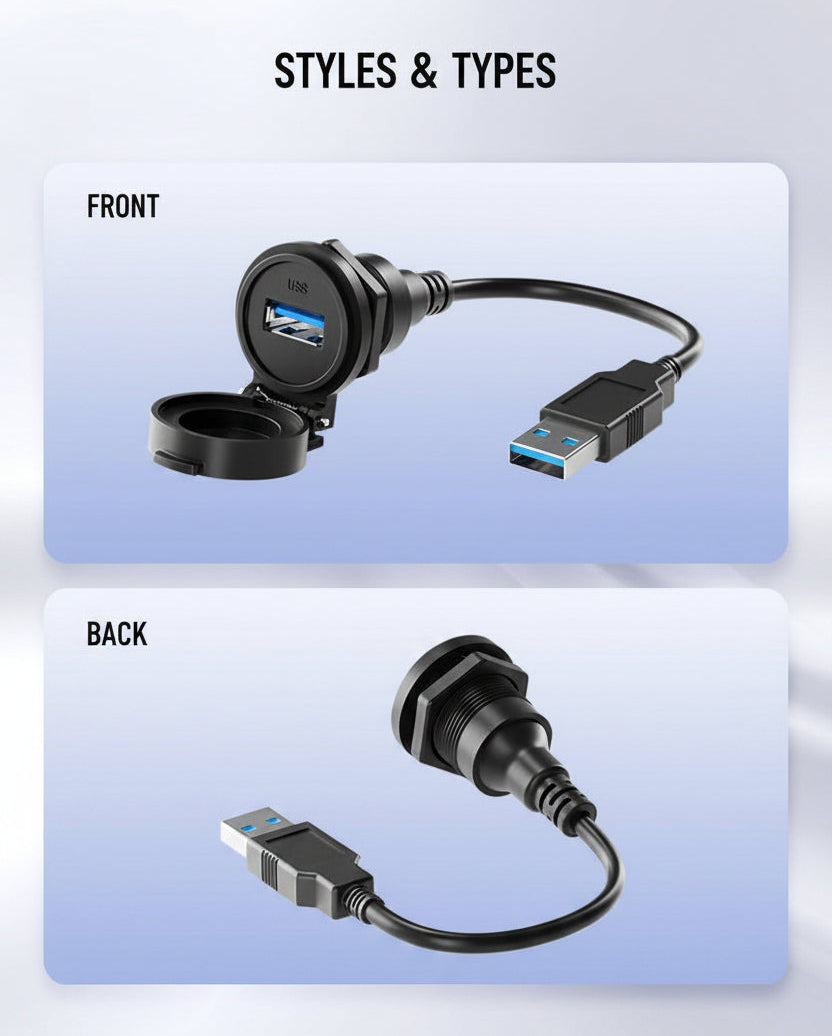 Outdoor USB waterproof socket extension cable