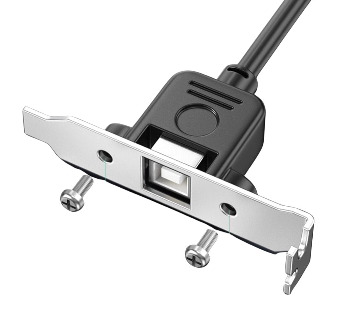 USB 2.0 Type-B extension cable with panel mount connector for easy access and reduced cable strain.