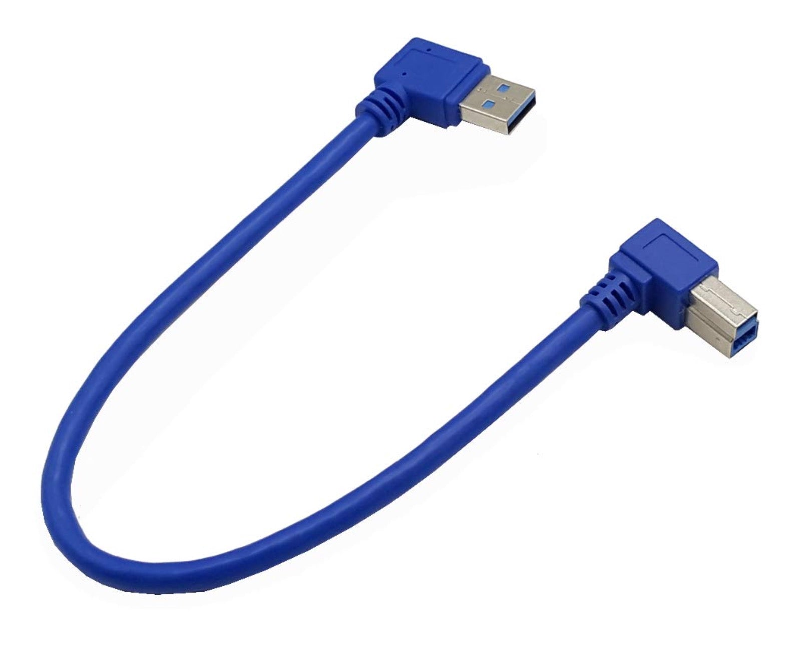 USB 3.0 Type-A to Type-B left angle cable designed for printers scanners docking stations and external drives