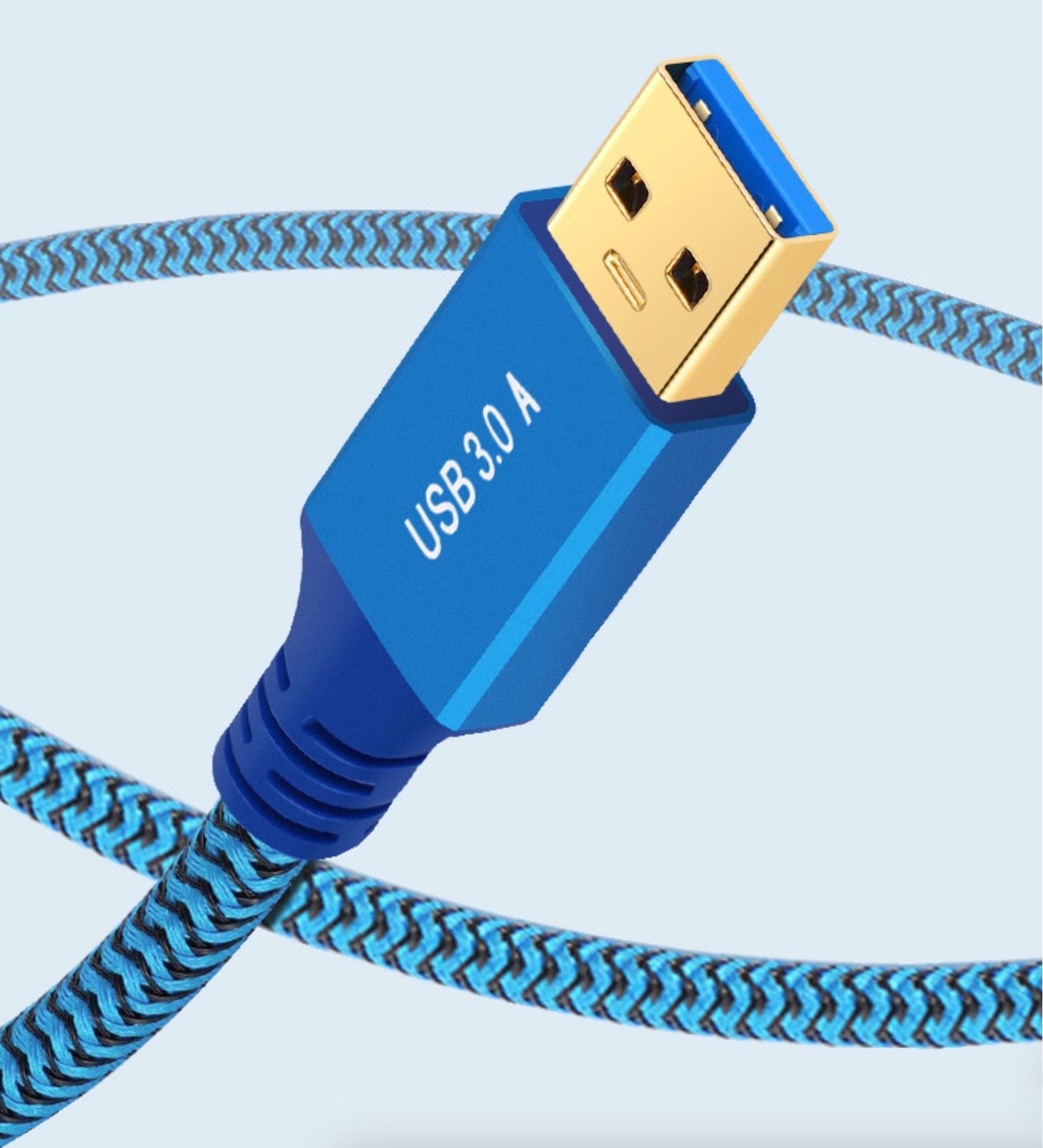 Braided USB 3.0 extension cable showing durable cable construction