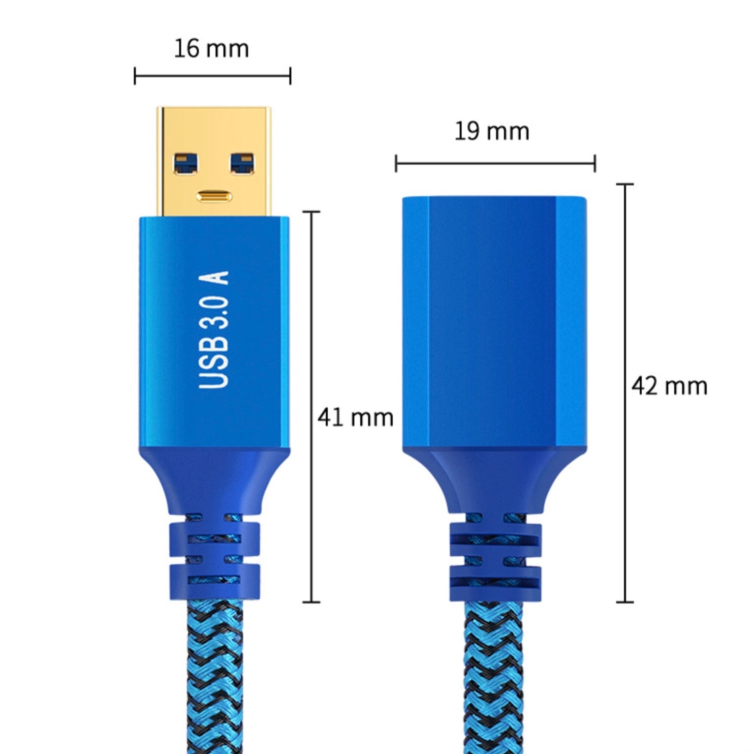 Premium braided USB 3.0 extension cable for charging and data transfer