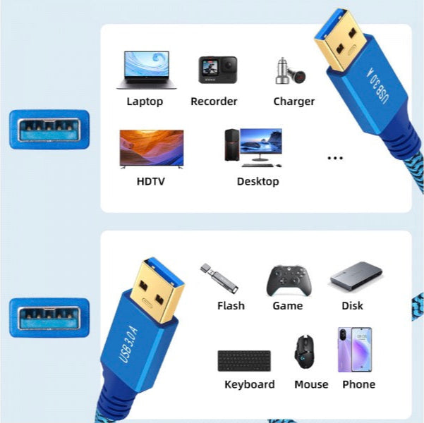 USB 3.0 Type A male to male cable used in professional workstation and computing environments