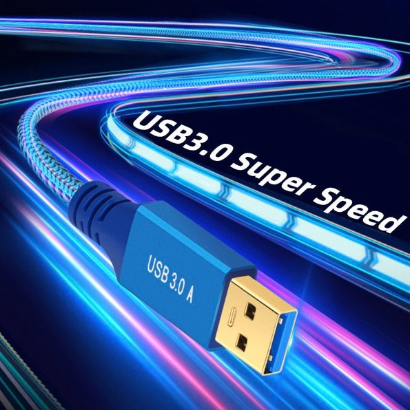 Premium USB 3.0 Type A male to male braided cable for data transfer and connectivity