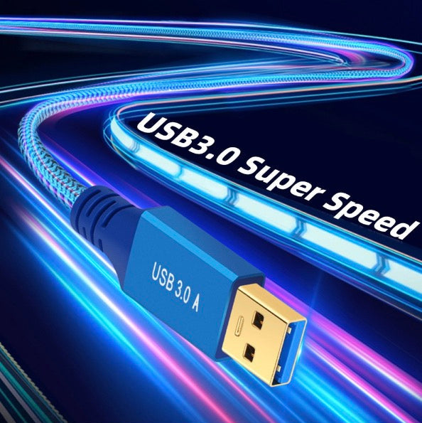 Premium braided USB 3.0 printer and scanner cable designed for reliable connectivity
