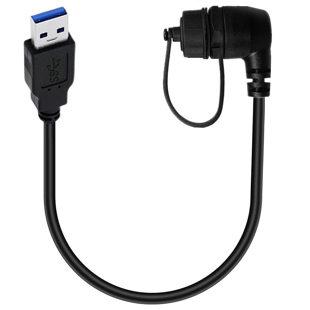 USB 3.0 Type-A to USB-C angled panel mount waterproof cable 30cm
